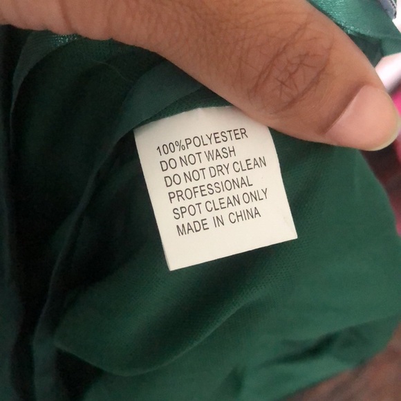 Ieena for Mac Duggal one shoulder satin gown emerald green festive  party 6 NWT - Picture 9 of 9